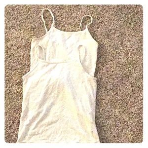 2 plain white spaghetti strap tanks